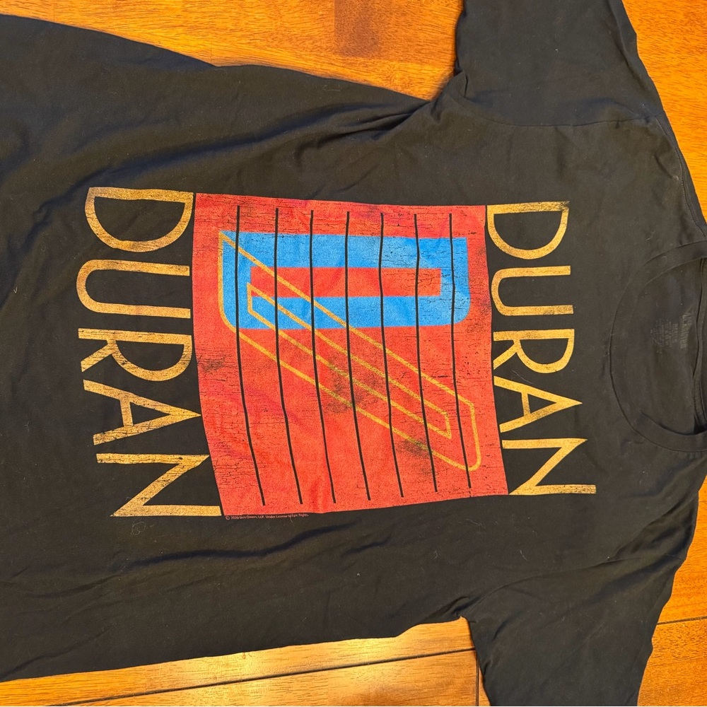 Graphic Band Tee - Black with Red & Blue Print